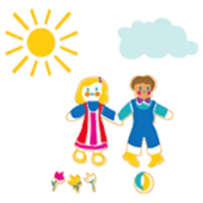 AAA Pediatrics Woodbridge logo with two drawn smiling children under a sun and cloud